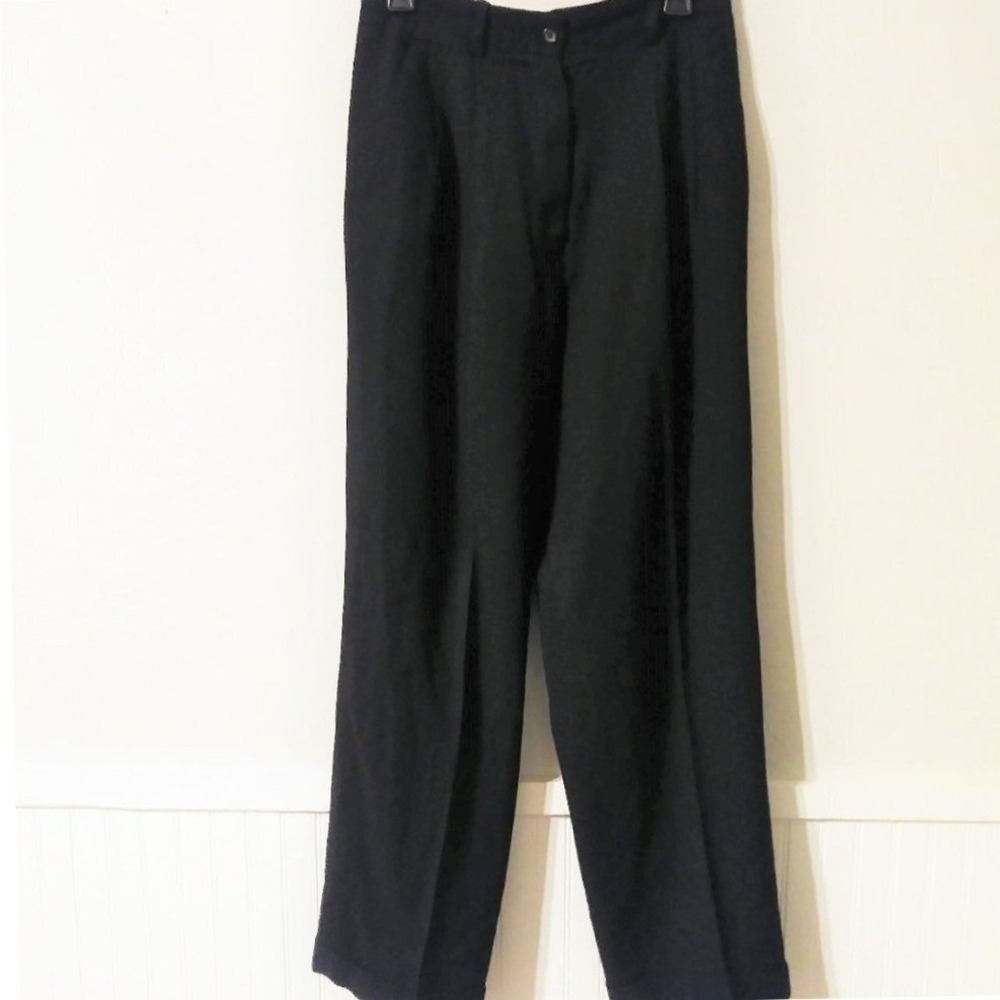 The Limited Vintage Black Worsted Wool Pleated Wide Leg Trousers Made in USA 10